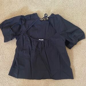 Everlane Open-Back Puff Sleeve Blouse